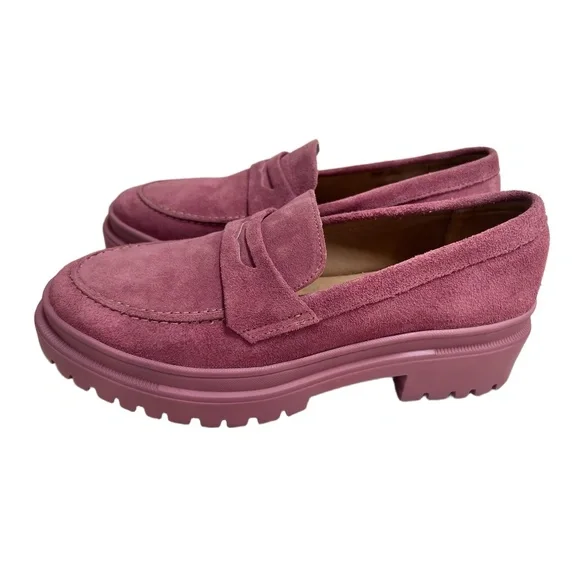 Patina By Portland Leather Zoe Loafer US 10.5 Foxglove Suede Lug Sole - Picture 1 of 11